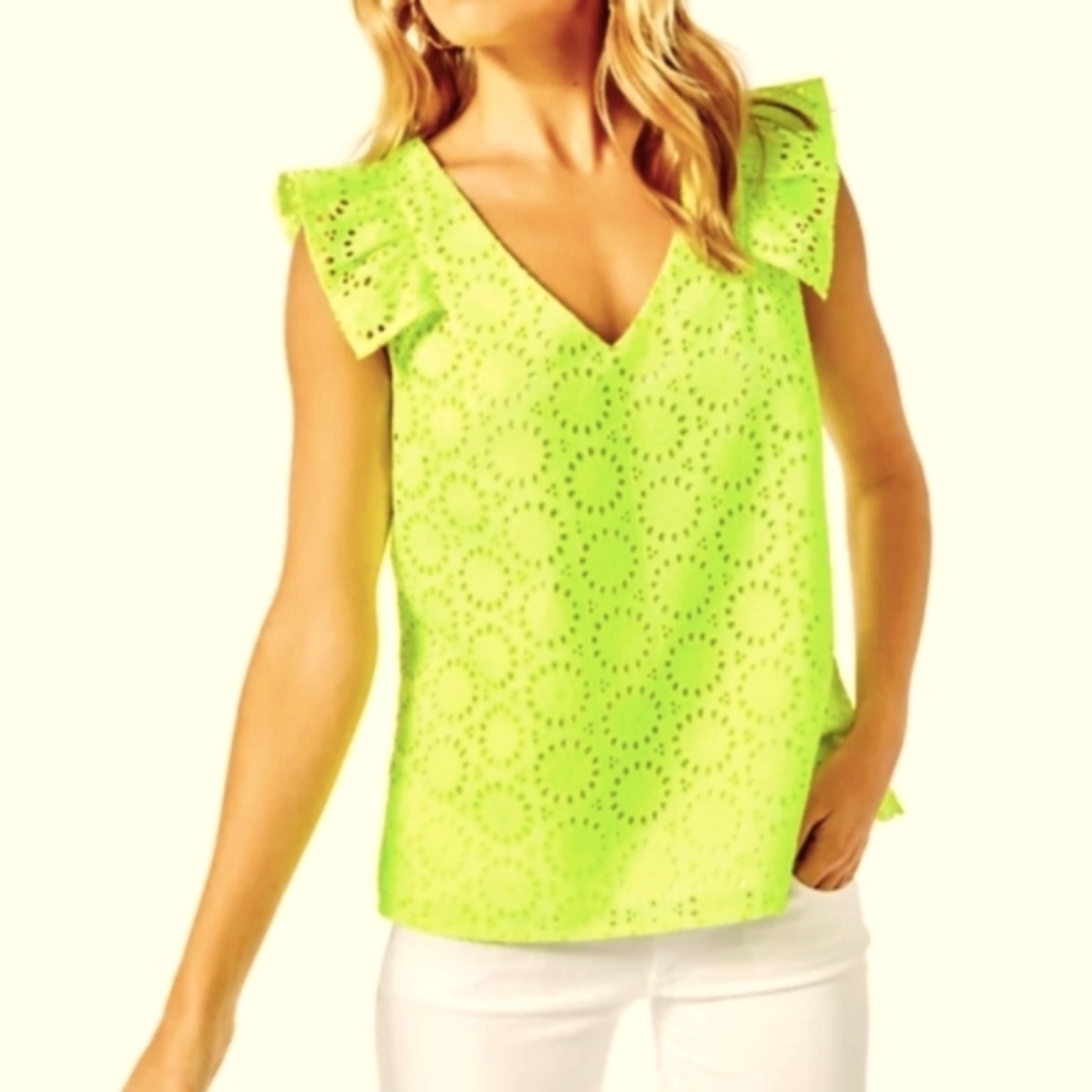 NWT Lilly Pultizer Lina Top in Prickly Pear Yellow